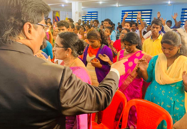 Hundreds gathered to the Rev Dr Bro Andrew Richard's Blessing prayer organised by Grace Ministry at its prayer centre in Balmatta, Mangalore here on Friday 13th, 2019. 